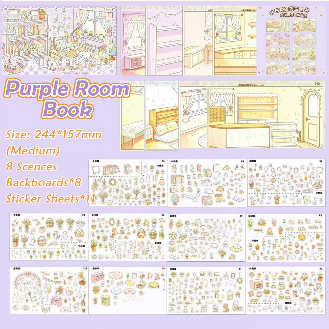 Bunny Tales Books DIY 3D Scene Stickers Collection - 2 Cute Miniature Scenes (With Guidelines)