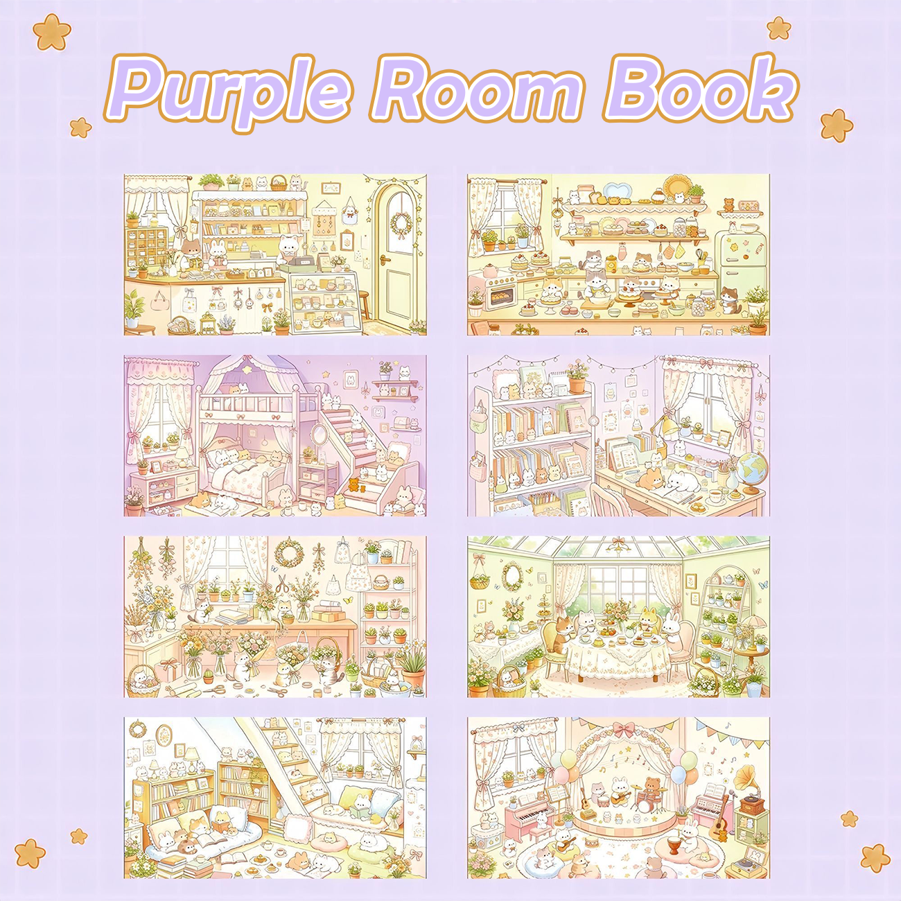 Bunny Tales Books DIY 3D Scene Stickers Collection - 2 Cute Miniature Scenes (With Guidelines)