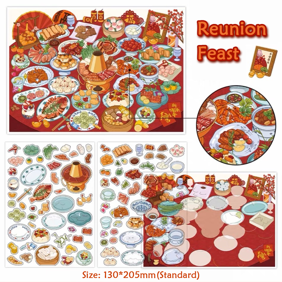 Happy New Year DIY 3D Sticker Collection - 4 Cute Miniature Scene