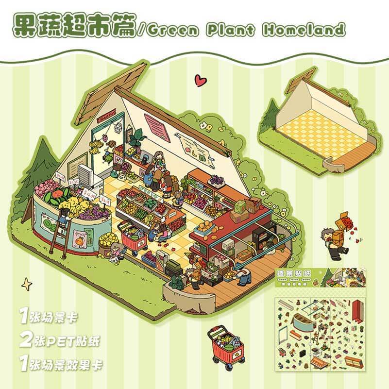 Happy Farm DIY 3D Scene Stickers 4 Cute Miniature Scenes