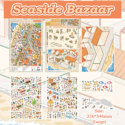 Seaside Bazaar DIY 3D Scene Stickers - Cute Miniature Scene