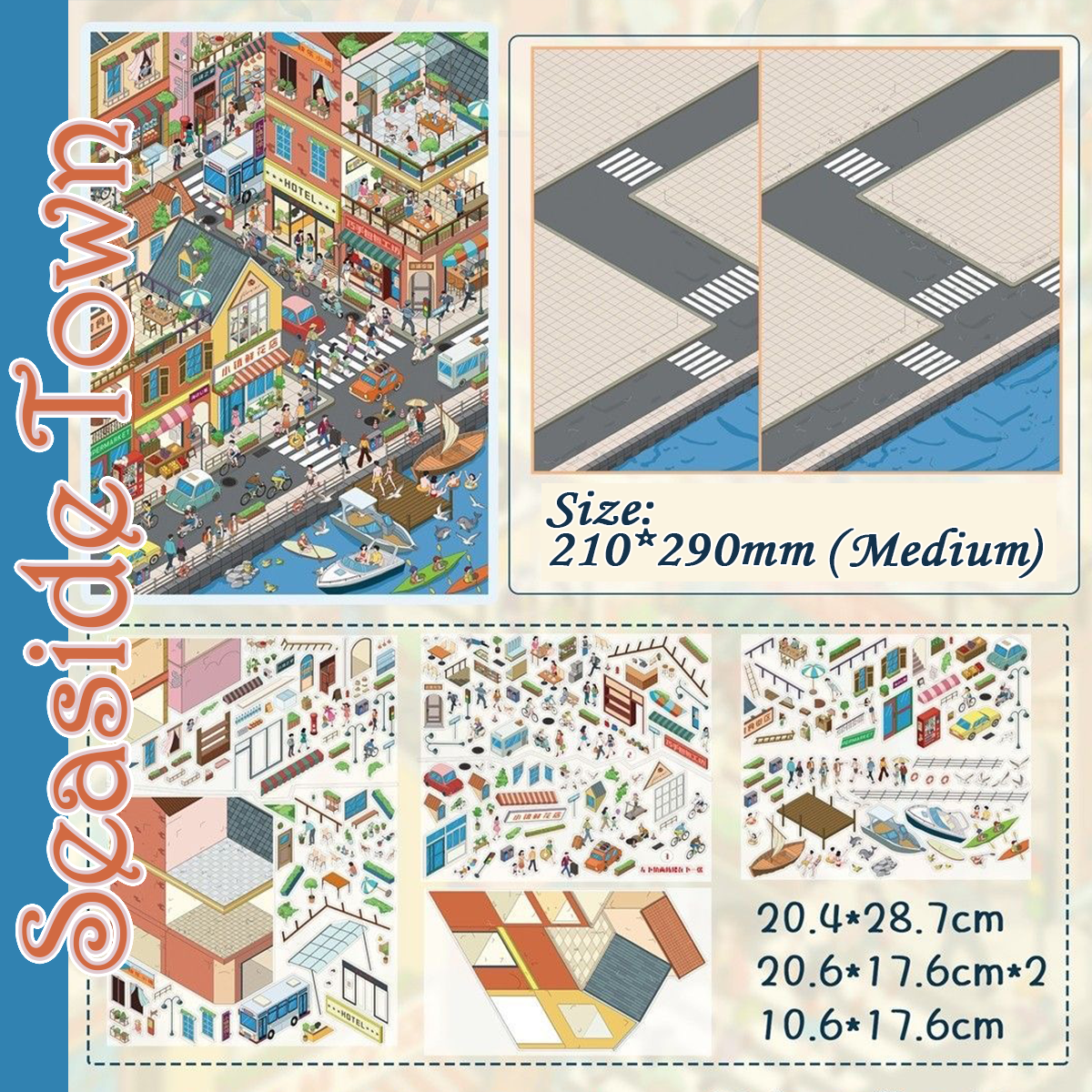 Quarter View DIY 3D Scene Stickers Collection - 5 Cute Miniature Scenes