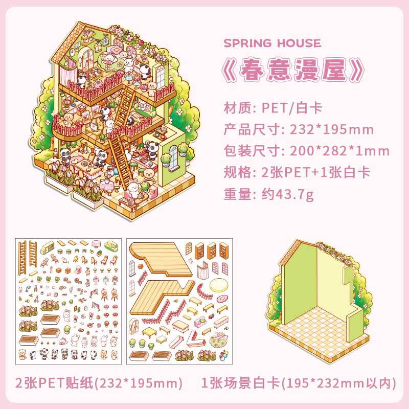 Seasonal Abodes DIY 3D Scene Stickers 4 Lovely Miniature Scenes