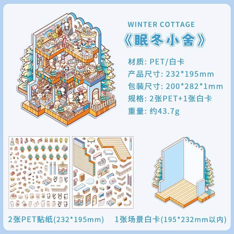 Seasonal Abodes DIY 3D Scene Stickers 4 Lovely Miniature Scenes