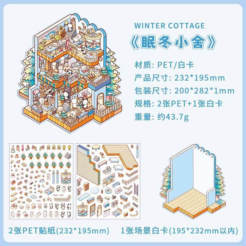 Seasonal Abodes DIY 3D Scene Stickers 4 Lovely Miniature Scenes