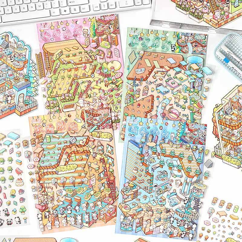 Seasonal Abodes DIY 3D Scene Stickers 4 Lovely Miniature Scenes