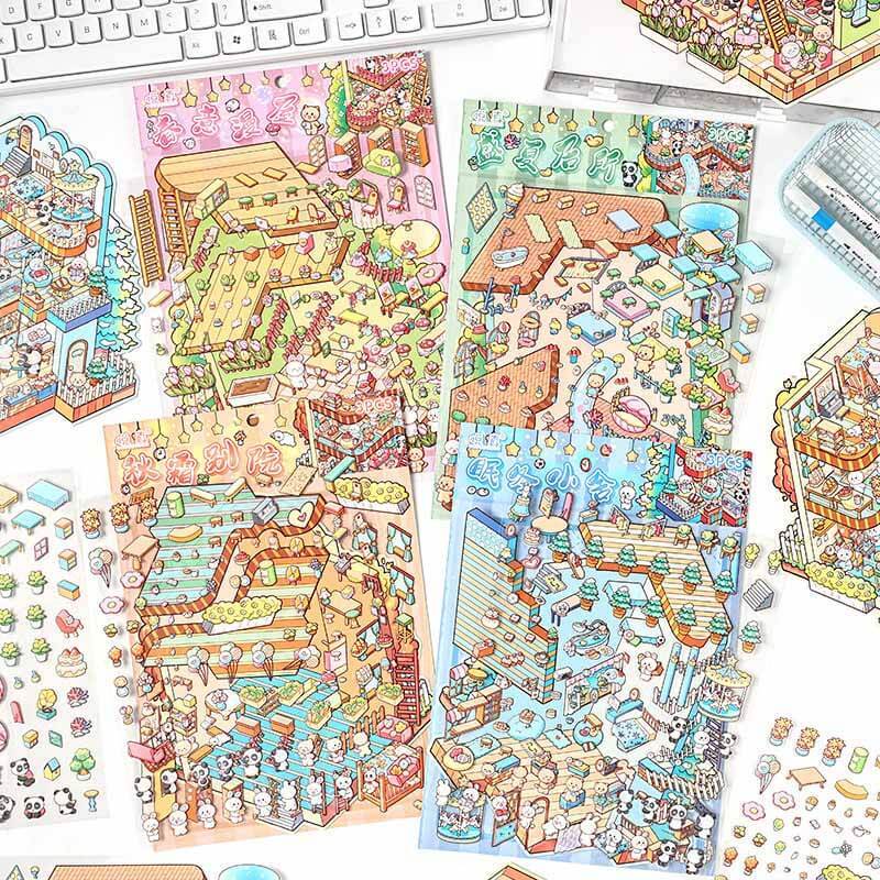 Seasonal Abodes DIY 3D Scene Stickers 4 Lovely Miniature Scenes