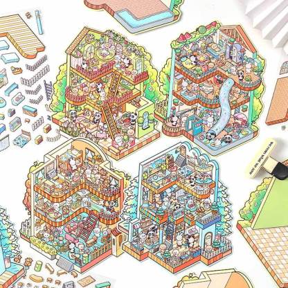 Seasonal Abodes DIY 3D Scene Stickers 4 Lovely Miniature Scenes