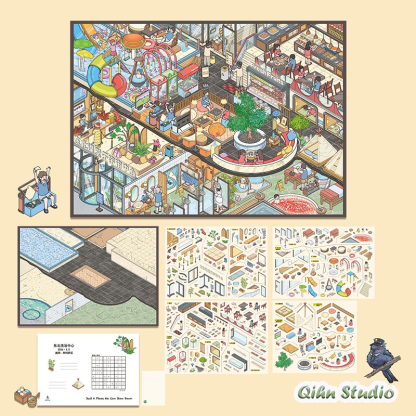 Leisure Towns DIY 3D Sticker Collection -3 Cute Miniature Scenes