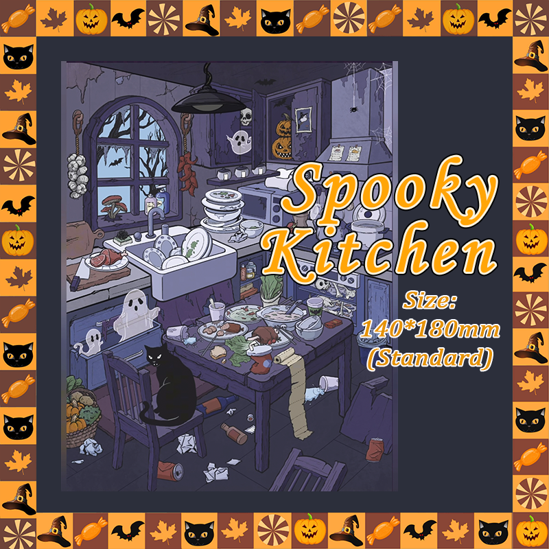 Spooky House DIY 3D Scene Stickers Collection - 4 Cute Miniature Scenes