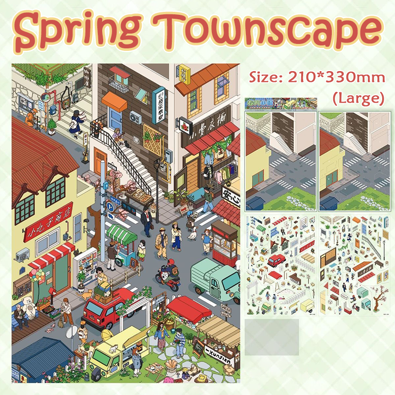 Joy Corner 3D Sticker Collection - 2 Cute Miniature Scenes (with guidelines)