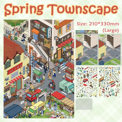 Joy Corner 3D Sticker Collection - 2 Cute Miniature Scenes (with guidelines)