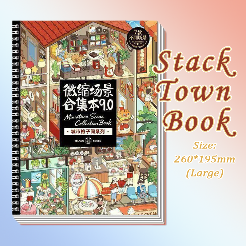 City Block Books DIY 3D Scene Stickers - 2 Cute Miniature Scenes (with guidelines)