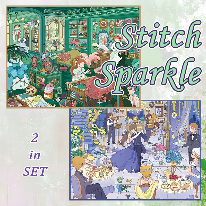 Stitch Sparkle DIY 3D Scene Stickers - 2 Cute Miniature Scenes