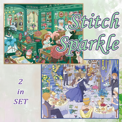 Stitch Sparkle DIY 3D Scene Stickers - 2 Cute Miniature Scenes