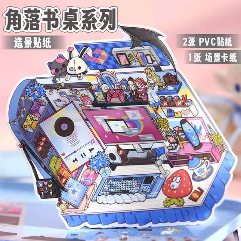Style Desk DIY 3D Scene Stickers 4 Cute Miniature Scenes