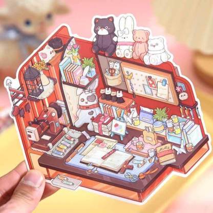 Style Desk DIY 3D Scene Stickers 4 Cute Miniature Scenes