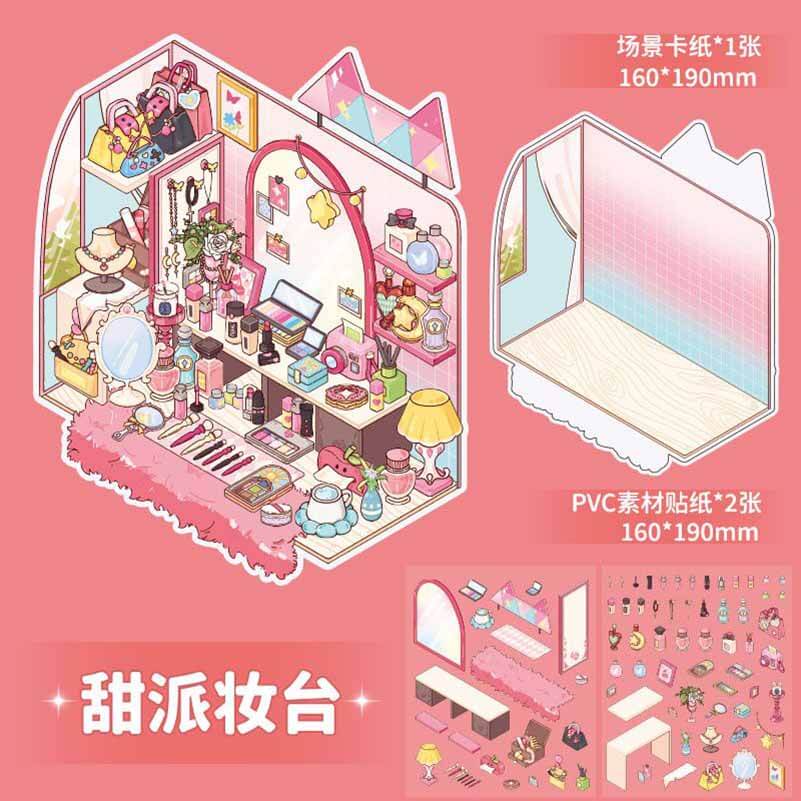 Style Desk DIY 3D Scene Stickers 4 Cute Miniature Scenes