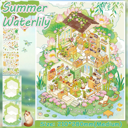 Seasonal Cottages DIY 3D Scene Stickers Collection - 4 Cute Miniature Scenes