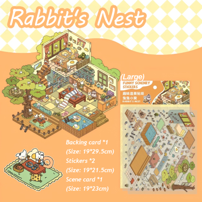 Cozy Day DIY 3D Sticker Collection - Cute Miniature Scene