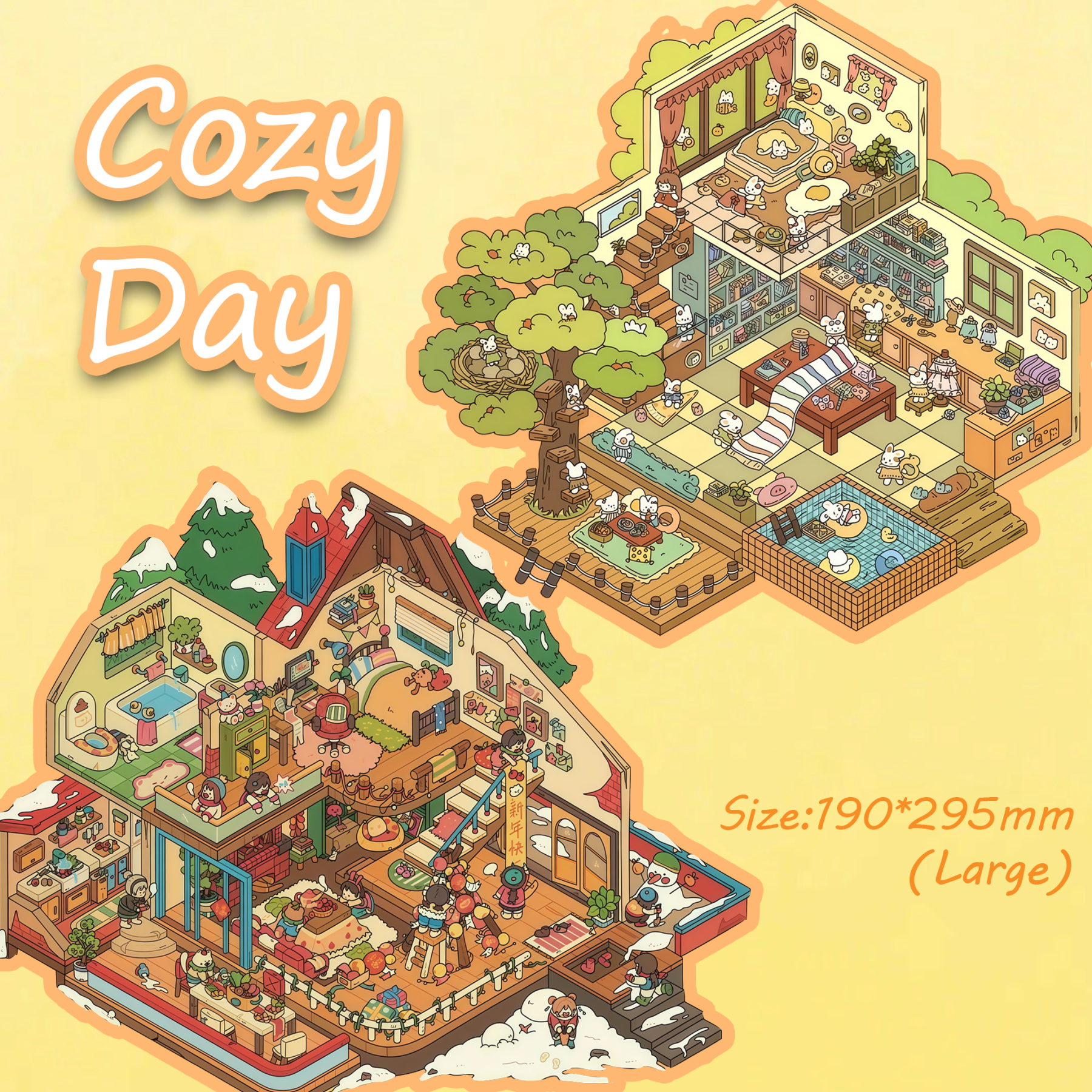 Cozy Day DIY 3D Sticker Collection - Cute Miniature Scene