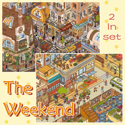 The Weekend DIY 3D Scene Stickers Collection - 2 Cute Miniature Scenes