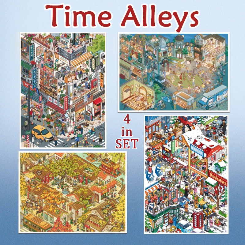 Time Alleys DIY 3D Scene Stickers - 4 Cute Miniature Scenes