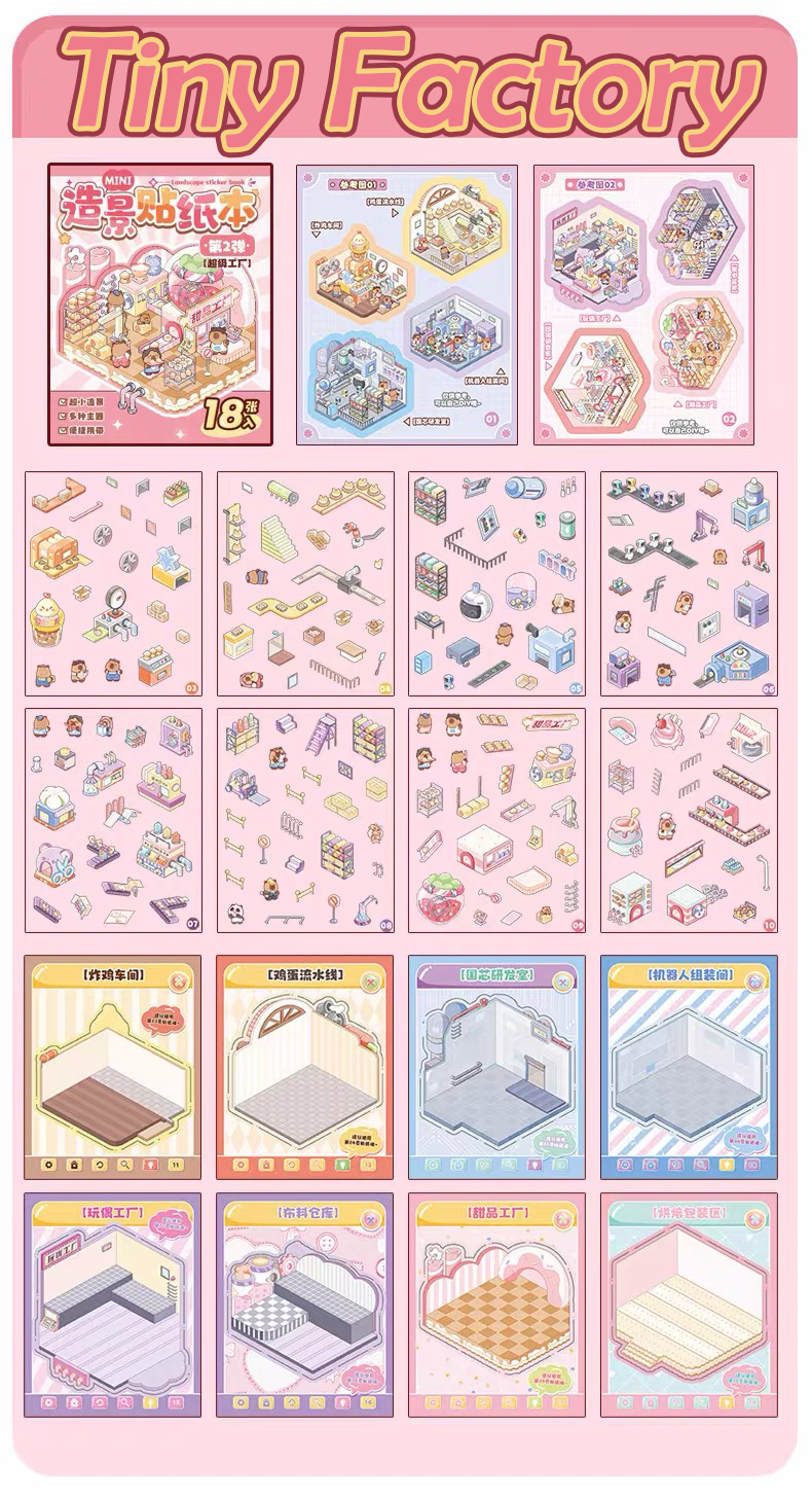 Build Mini Books DIY 3D Scene Stickers Collection - 4 Cute Miniature Scenes