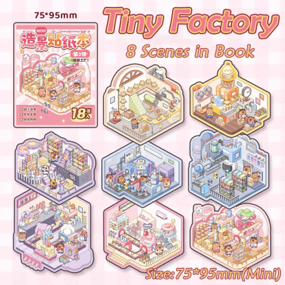Build Mini Books DIY 3D Scene Stickers Collection - 4 Cute Miniature Scenes