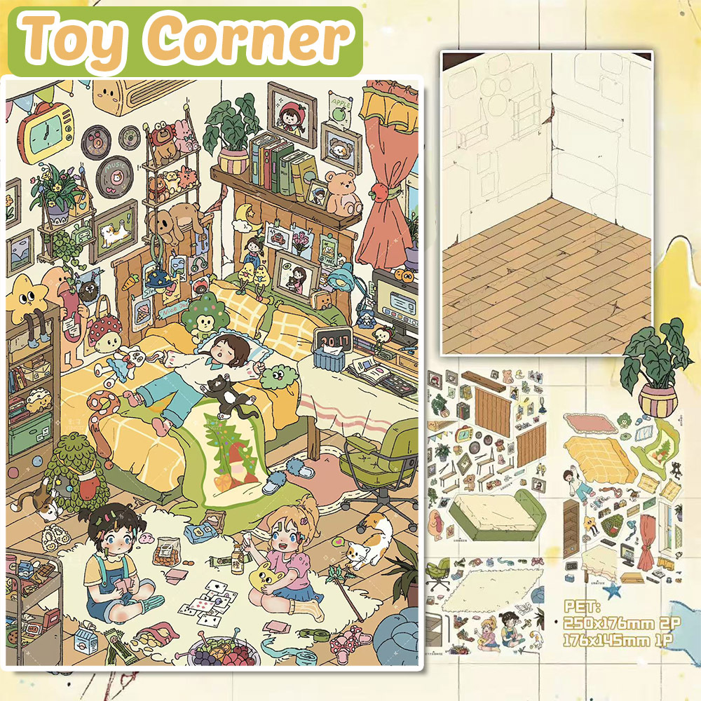 Dream House DIY 3D Sticker Collection - 2 Cute Miniature Scenes