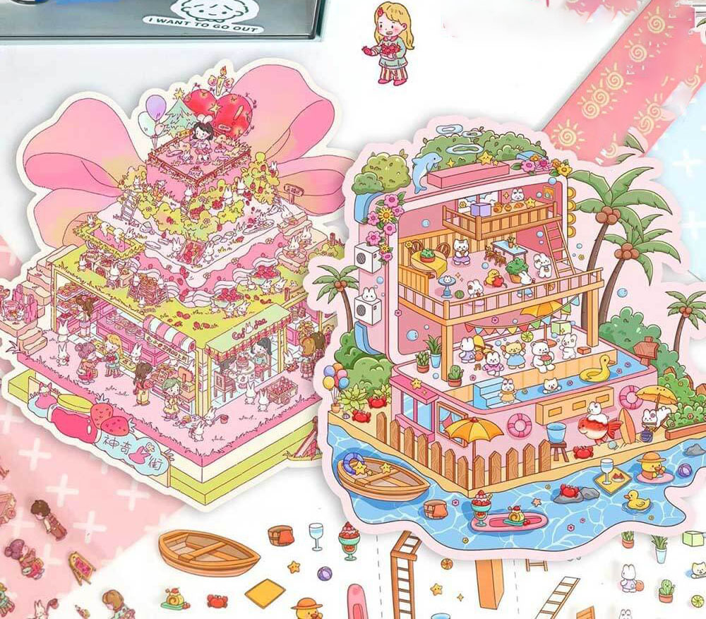 Treat Time DIY 3D Scene Stickers 2 Cute Miniature Scenes