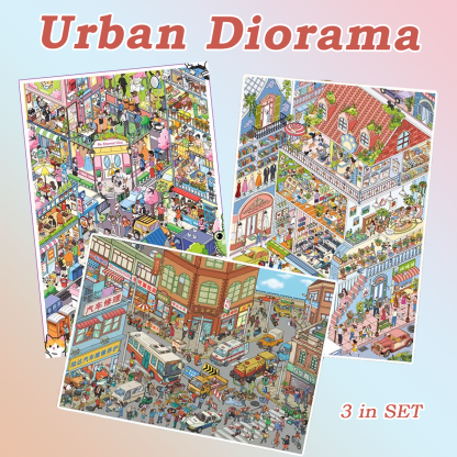 Urban Diorama DIY 3D Sticker Collection - 2 Cute Miniature Scene