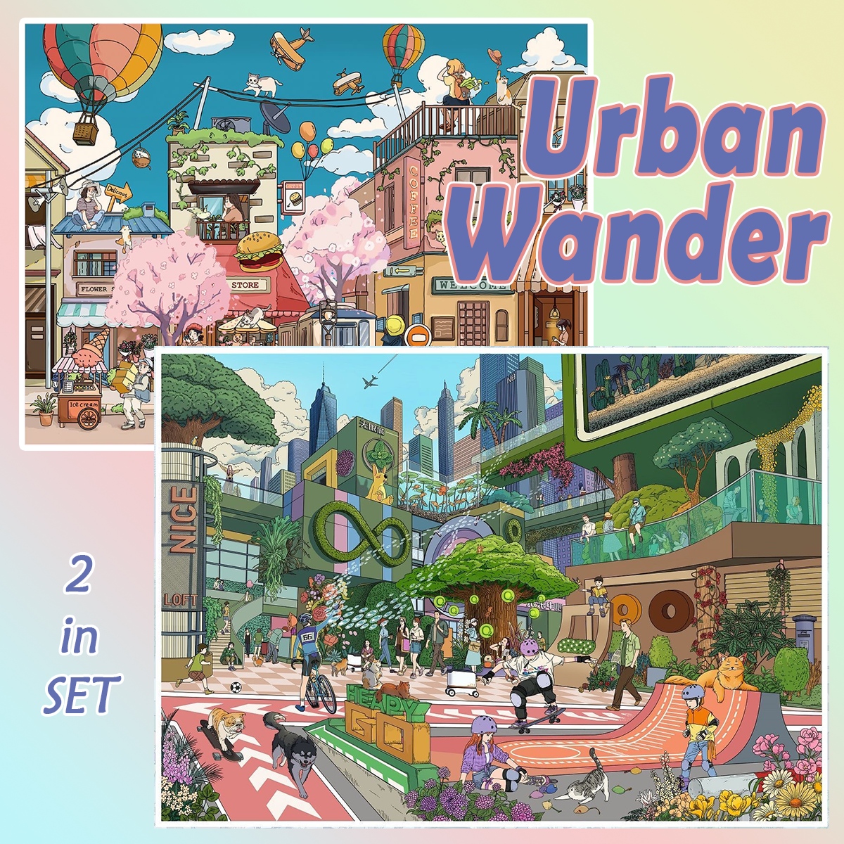 Urban Wander DIY 3D Scene Stickers Collection - 2 Cute Miniature Scenes
