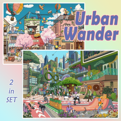 Urban Wander DIY 3D Scene Stickers Collection - 2 Cute Miniature Scenes