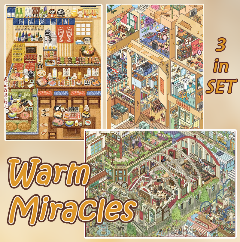Warm Miracles DIY 3D Scene Stickers Collection - 3 Cute Miniature Scenes