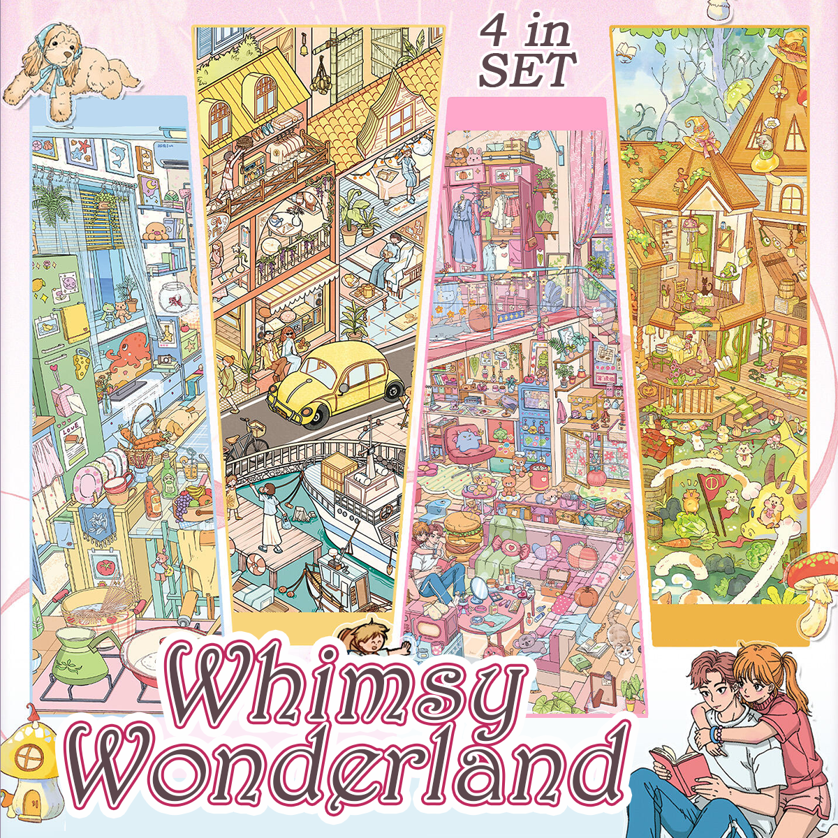 Whimsy Wonderland DIY 3D Scene Stickers Collection - 4 Cute Miniature Scenes