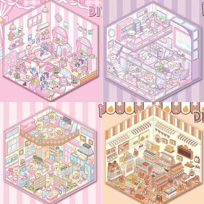 Wholesome Haven DIY 3D Sticker Collection 4 Cute Miniature Scenes