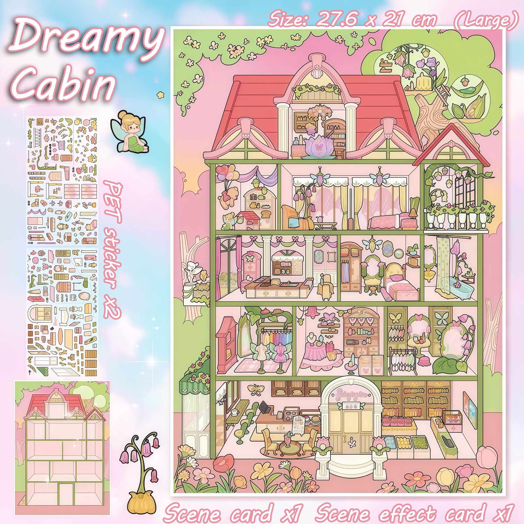 Restful Realm DIY 3D Sticker Collection - 2 Cute Miniature Scenes
