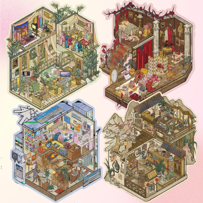  Back to the millennium DIY 3D Sticker Collection - 4 Cute Miniature Scenes