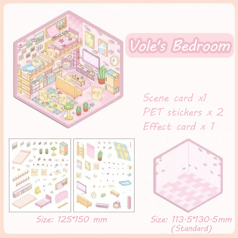 Wonderful House DIY 3D Sticker Collection - 8 Cute Miniature Scenes