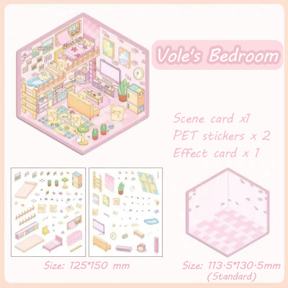 Wonderful House DIY 3D Sticker Collection - 8 Cute Miniature Scenes