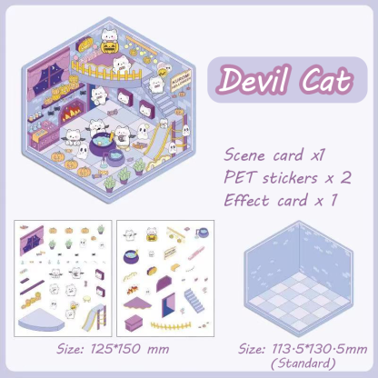 Wonderful House DIY 3D Sticker Collection - 8 Cute Miniature Scenes