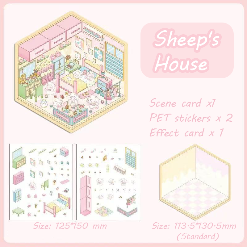 Wonderful House DIY 3D Sticker Collection - 8 Cute Miniature Scenes