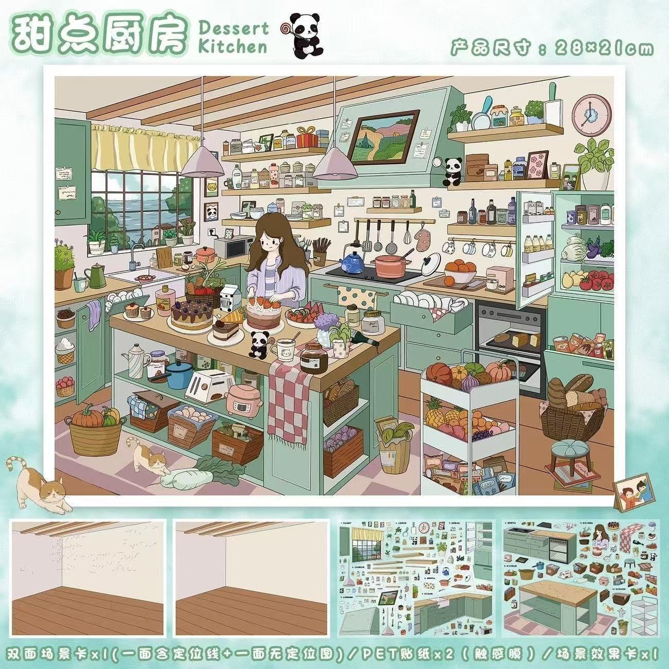 Warm Life 3D Sticker Collection - 2 Cute Miniature Scenes