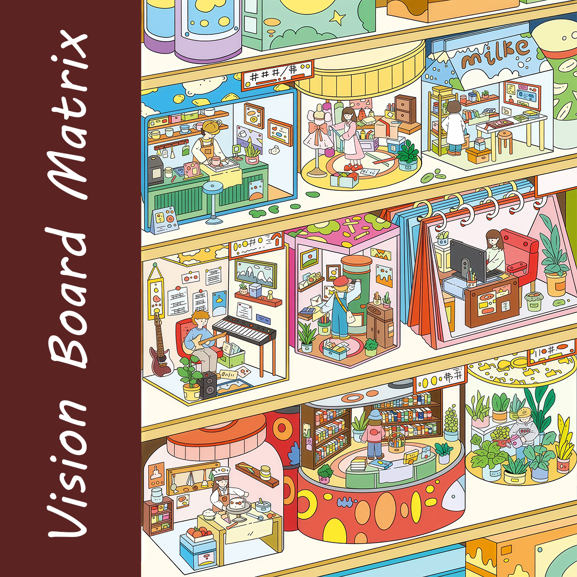 City Life DIY 3D Sticker Collection - 5 Cute Miniature Scenes