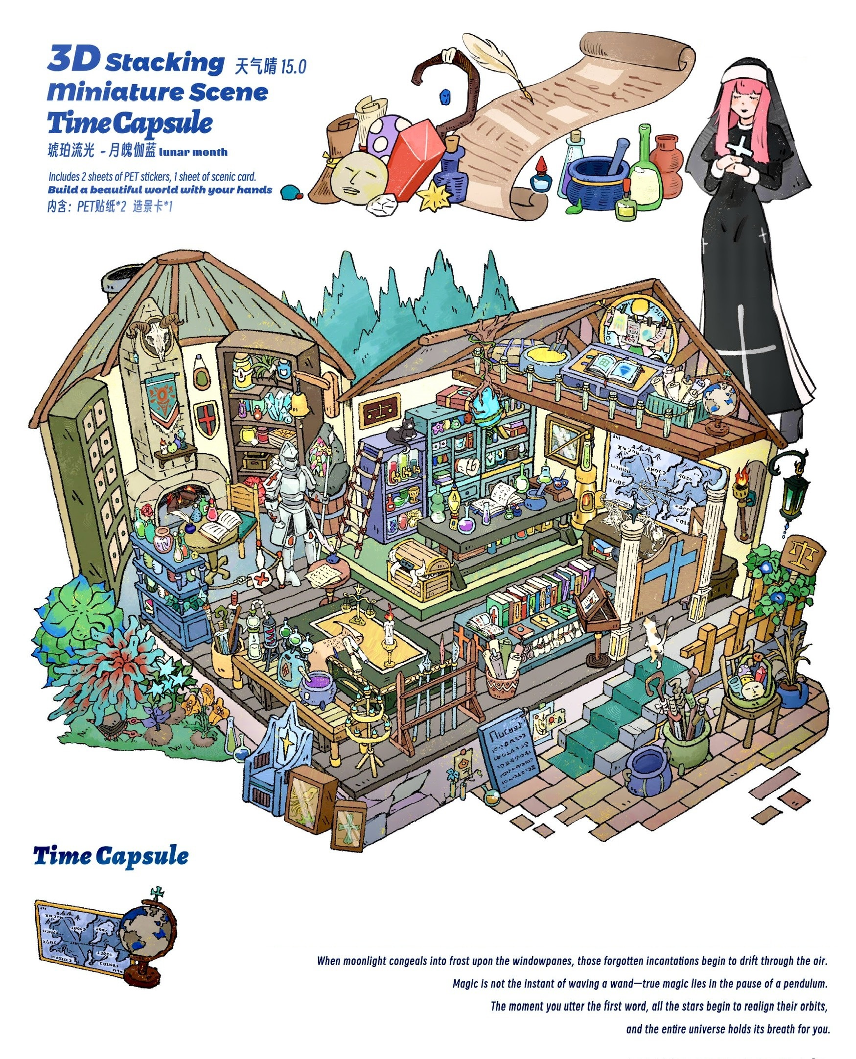 Time Capsule DIY 3D Sticker Collection - 4 Cute Miniature Scenes