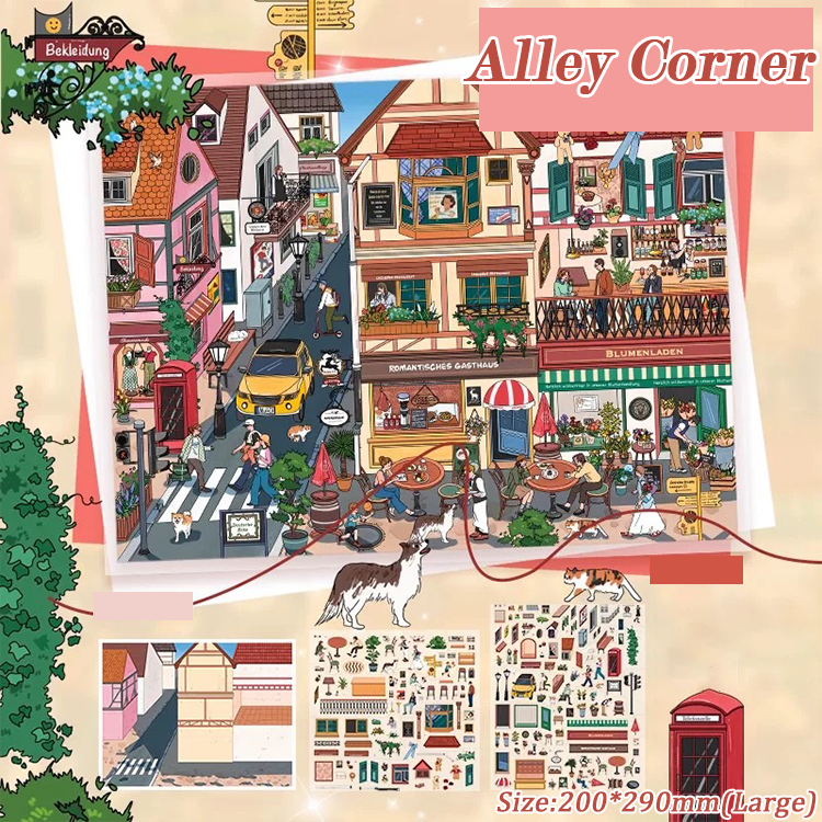 Alley Corner DIY 3D Sticker Collection - Cute Miniature Scene