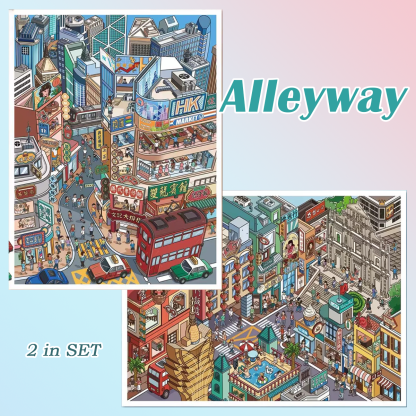Alleyway DIY 3D Scene Stickers - 2 Cute Miniature Scenes
