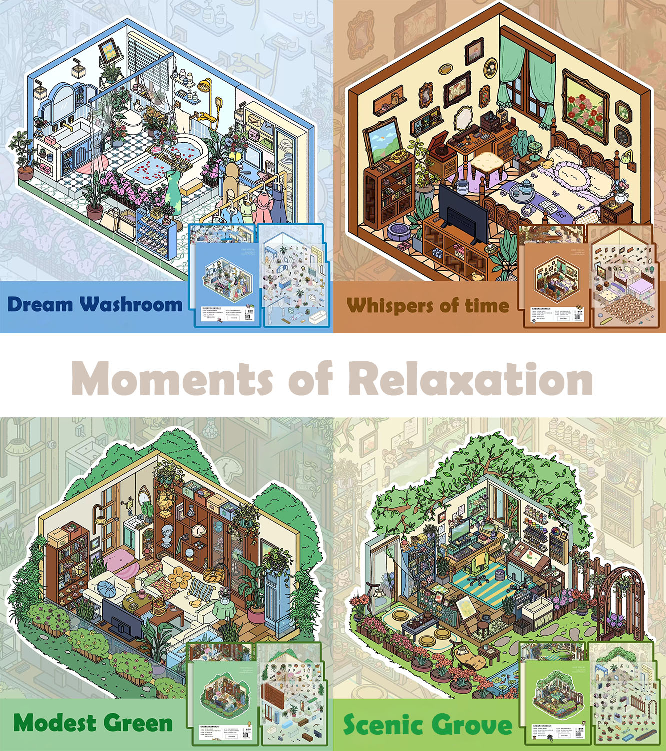Moments of Relaxation DIY 3D Sticker Collection - 2 Cute Miniature Scenes