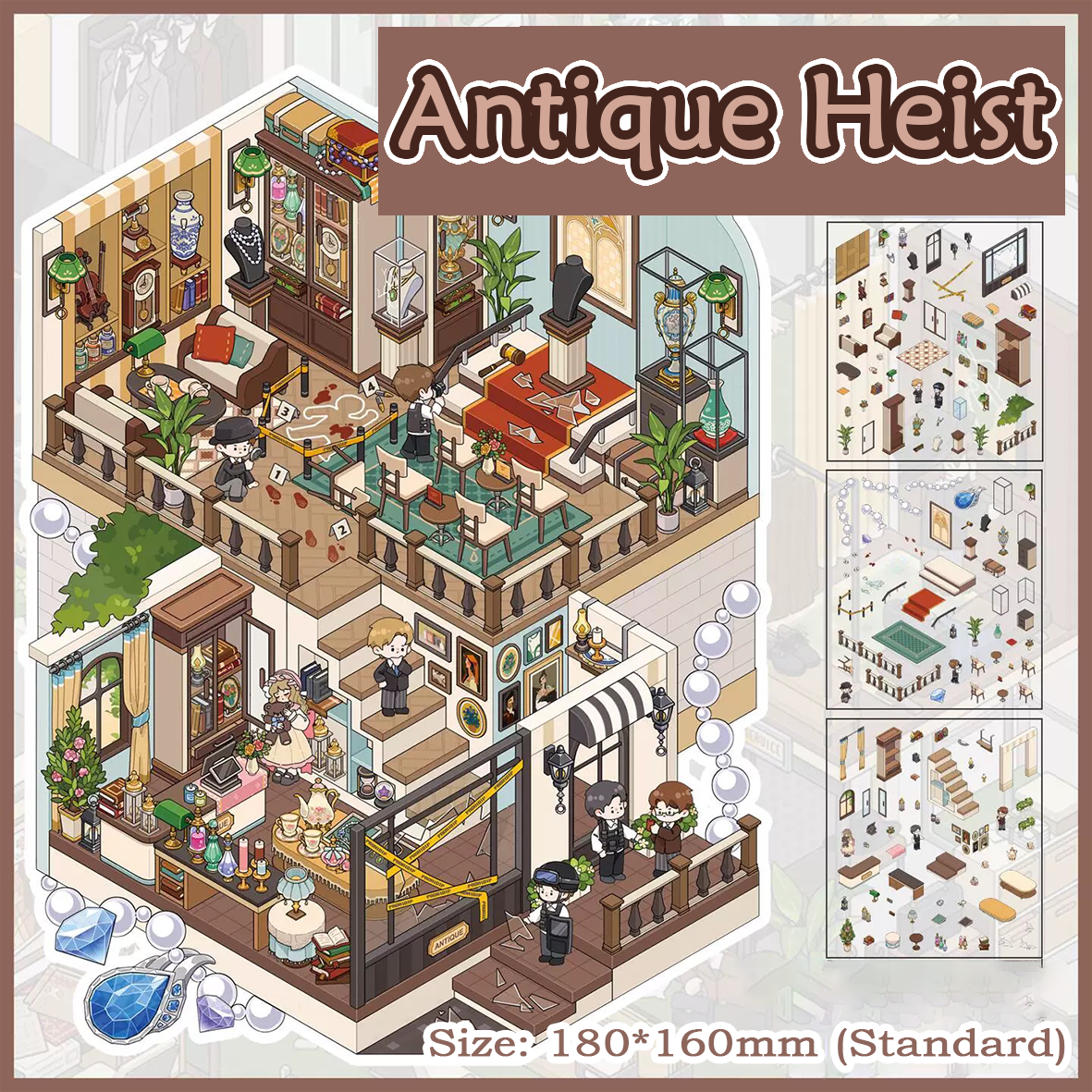 Secret Agent Series DIY 3D Sticker Collection - 4 Cute Miniature Scene